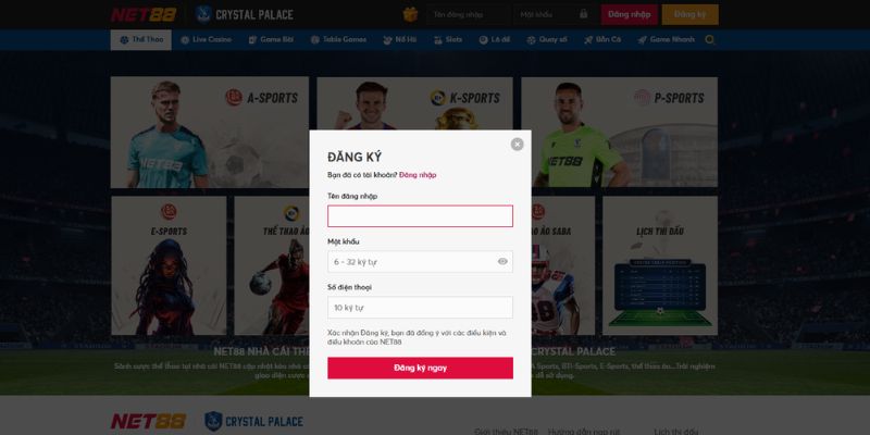 Cách Đăng Ký Tài Khoản NET88
